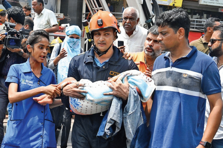 Massive Fire at Gujrat’s Bhavnagar Complex Sparks Evacuation of Hospitals, Children Rescued