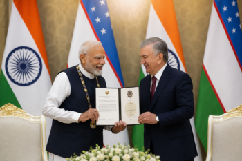 PM Modi Meets Uzbekistan President Shavkat Mirziyoyev in Tashkent, Focus on Strengthening Strategic Ties