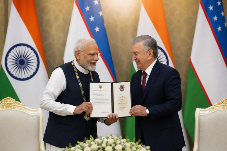 PM Modi Meets Uzbekistan President Shavkat Mirziyoyev in Tashkent, Focus on Strengthening Strategic Ties
